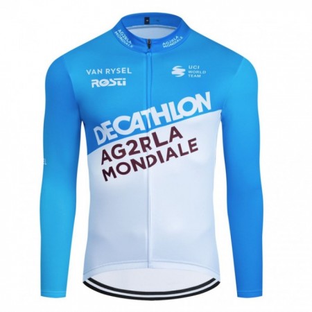 Cykeltrøje Langærmet 2024 Decathlon Ag2r Blå Hvid